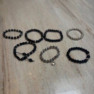 7 Black and Silver Bracelets (Bead Design)